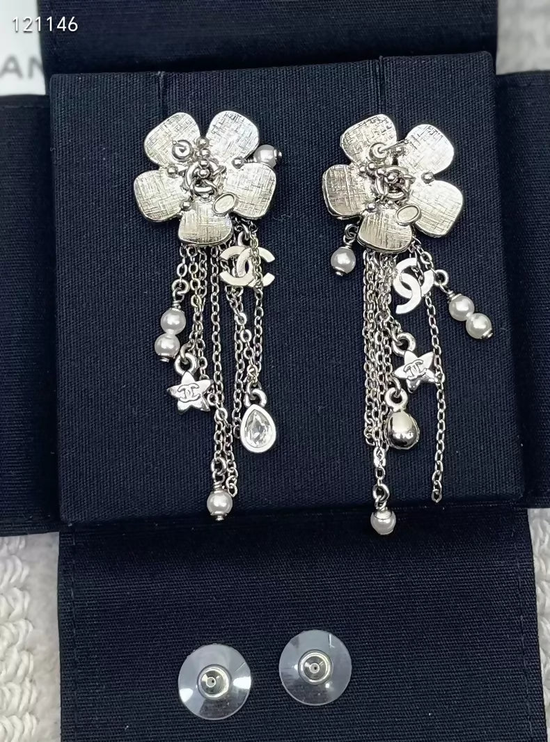 Chanel 26C Pearl and Crystal Tassel Earrings