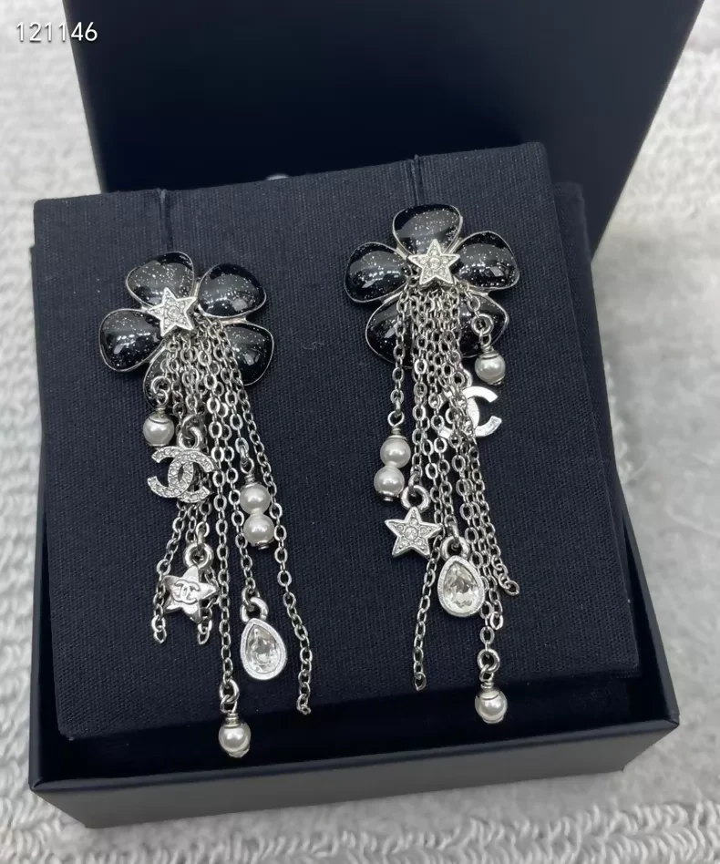 Chanel 26C Pearl and Crystal Tassel Earrings