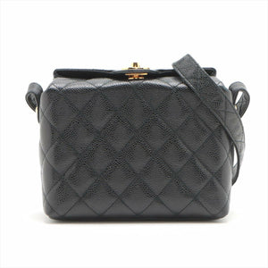 Chanel Vintage Black Gold Carved Buckle Box Bag
