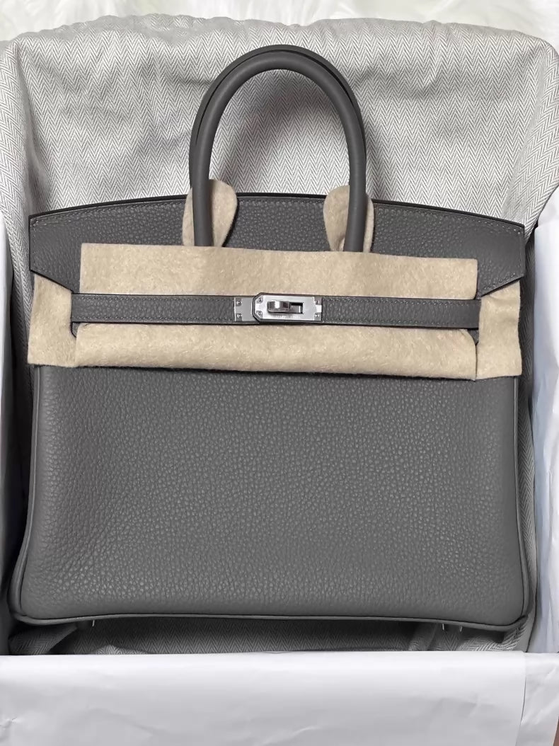Hermes Birkin 25 0L Gris Meyer Togo Leather palladium hardware