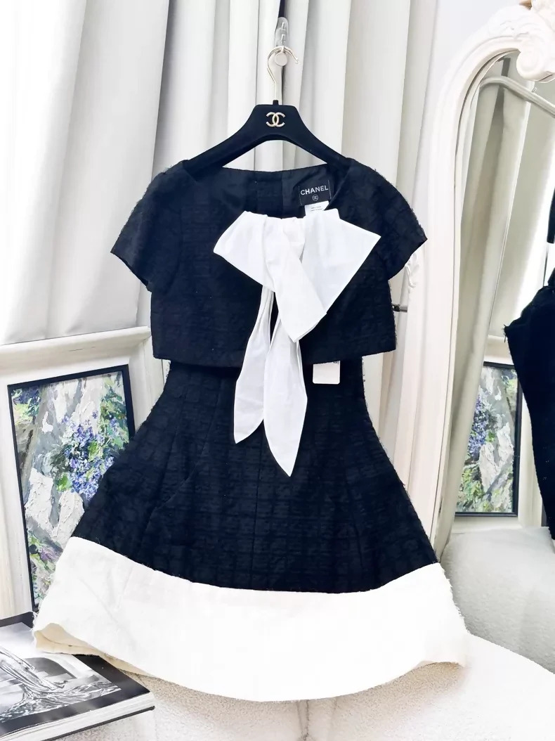 Chanel 10S Black and White Dress