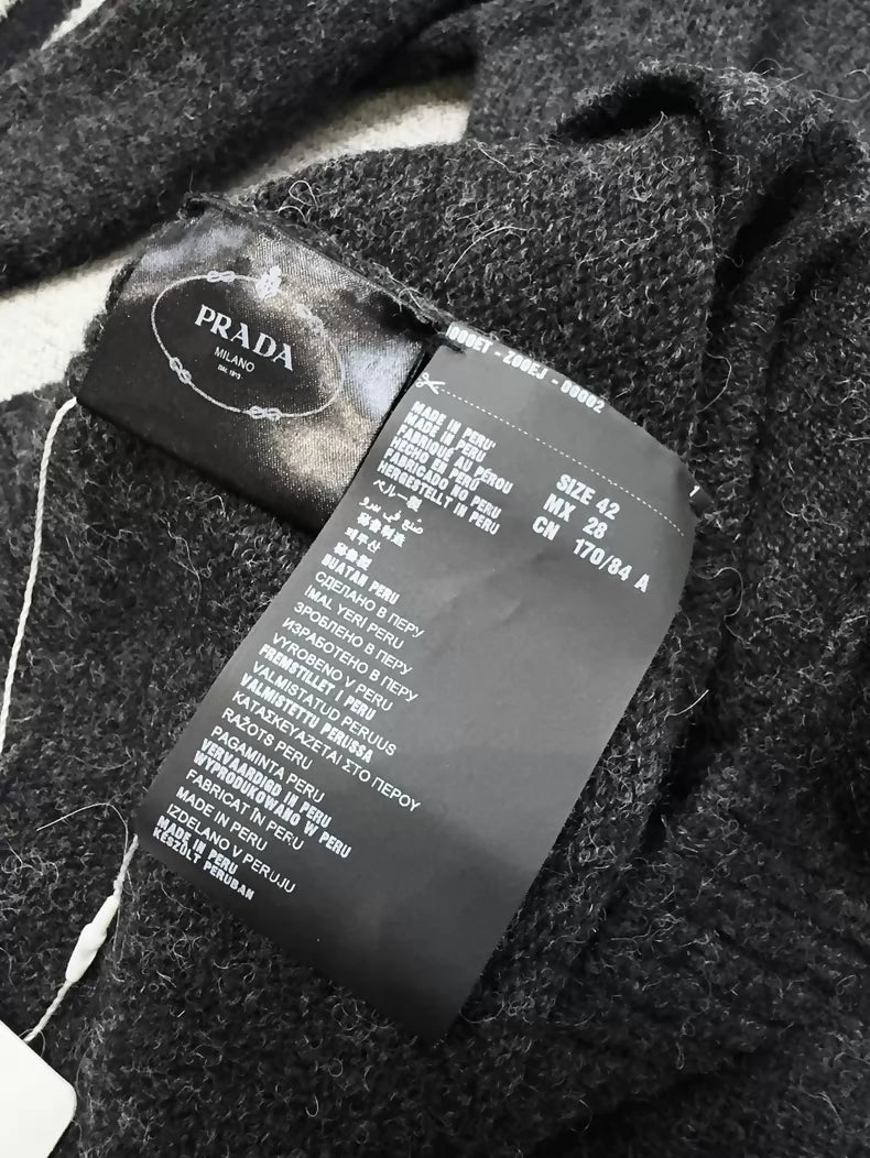 Prada dark grey V-neck knit cardigan