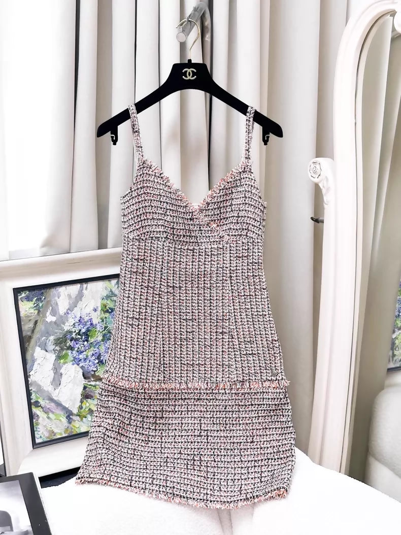 Chanel mixed-color tweed dress