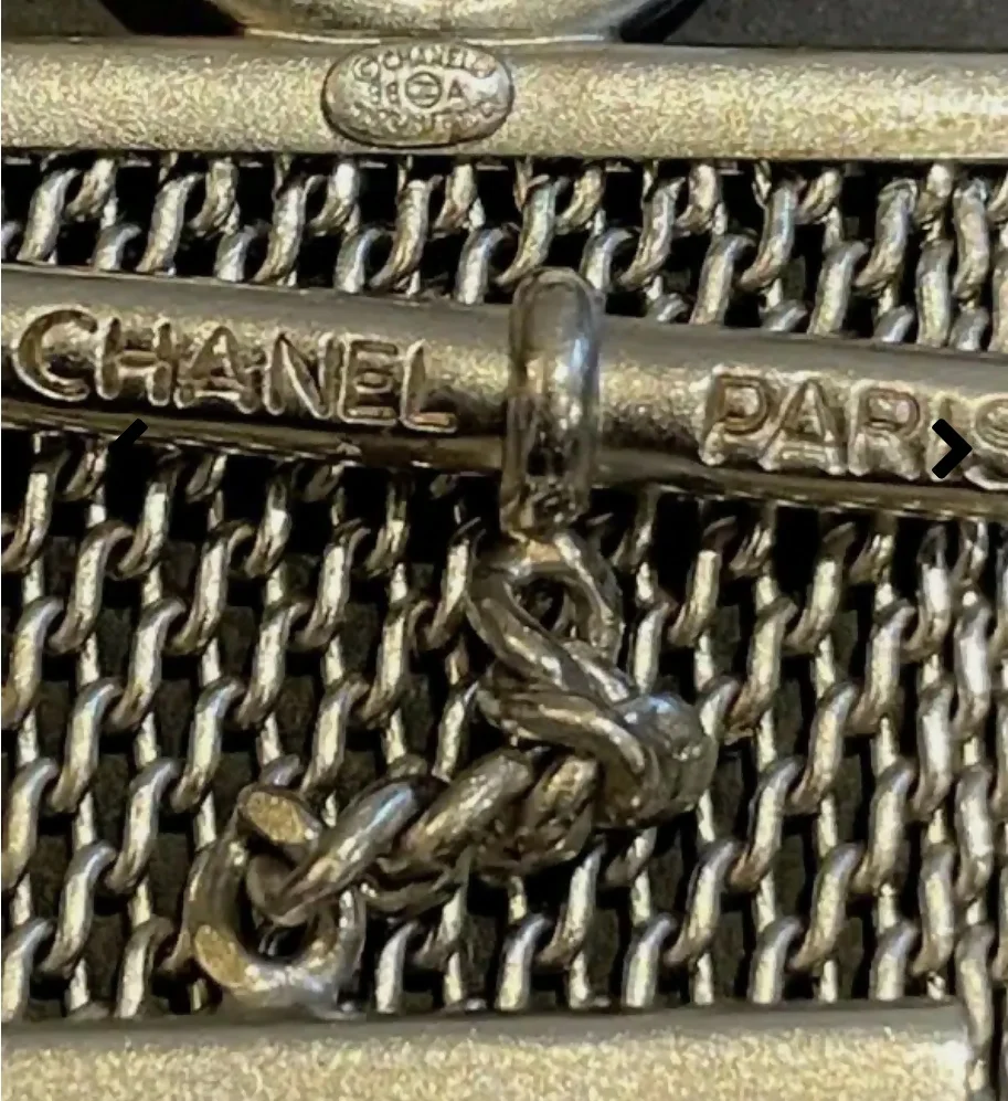 Chanel Vintage 98A Silver Plated Metal Mesh Mother-of-pearl Camellia Flower Choker