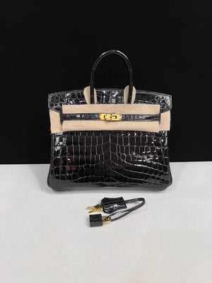 Hermes Birkin 25 Shiny Crocodile leather Gold hardware
