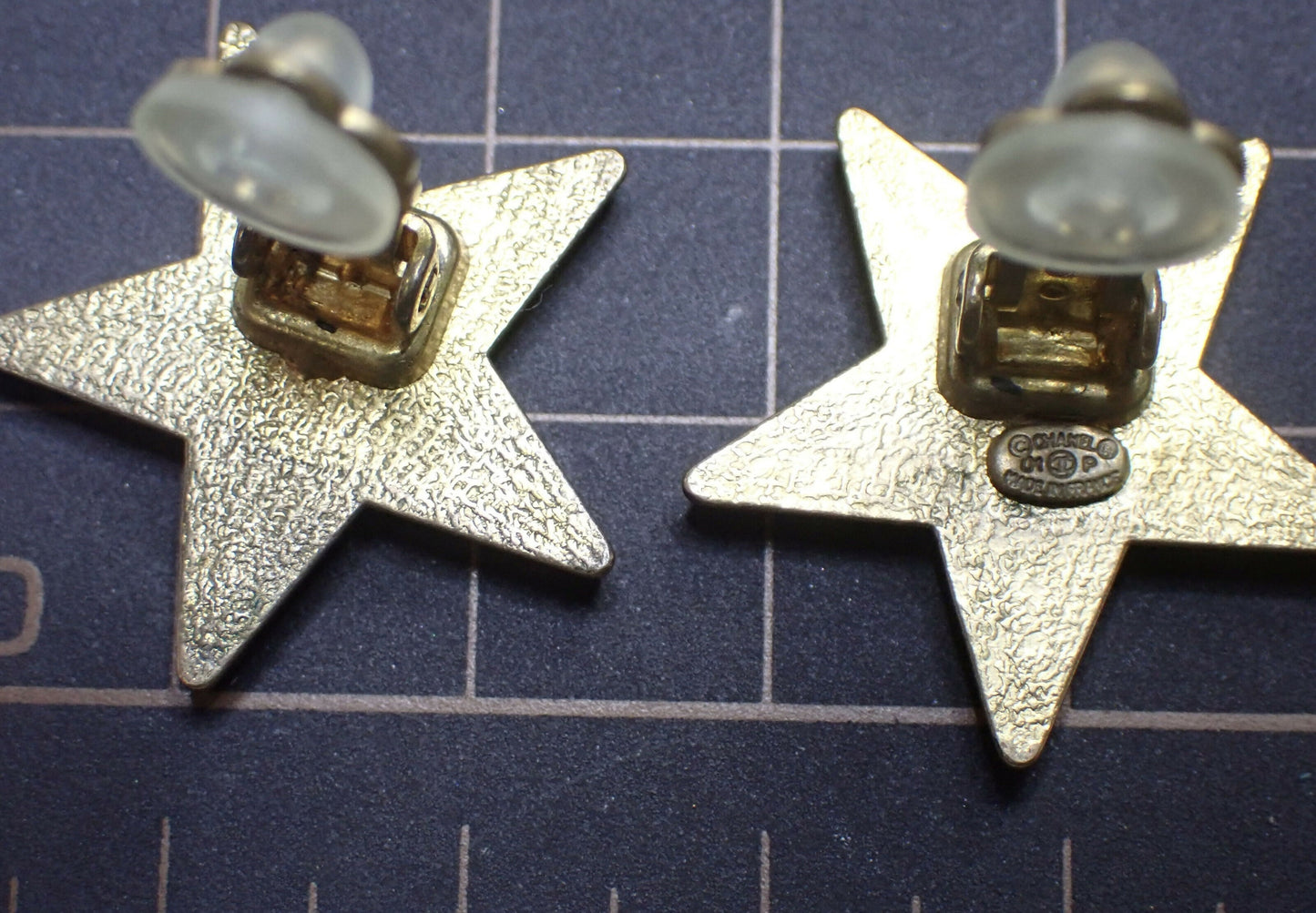 Chanel Vintage 01P Enamel Blue Star CC Logo Clip-on Earrings