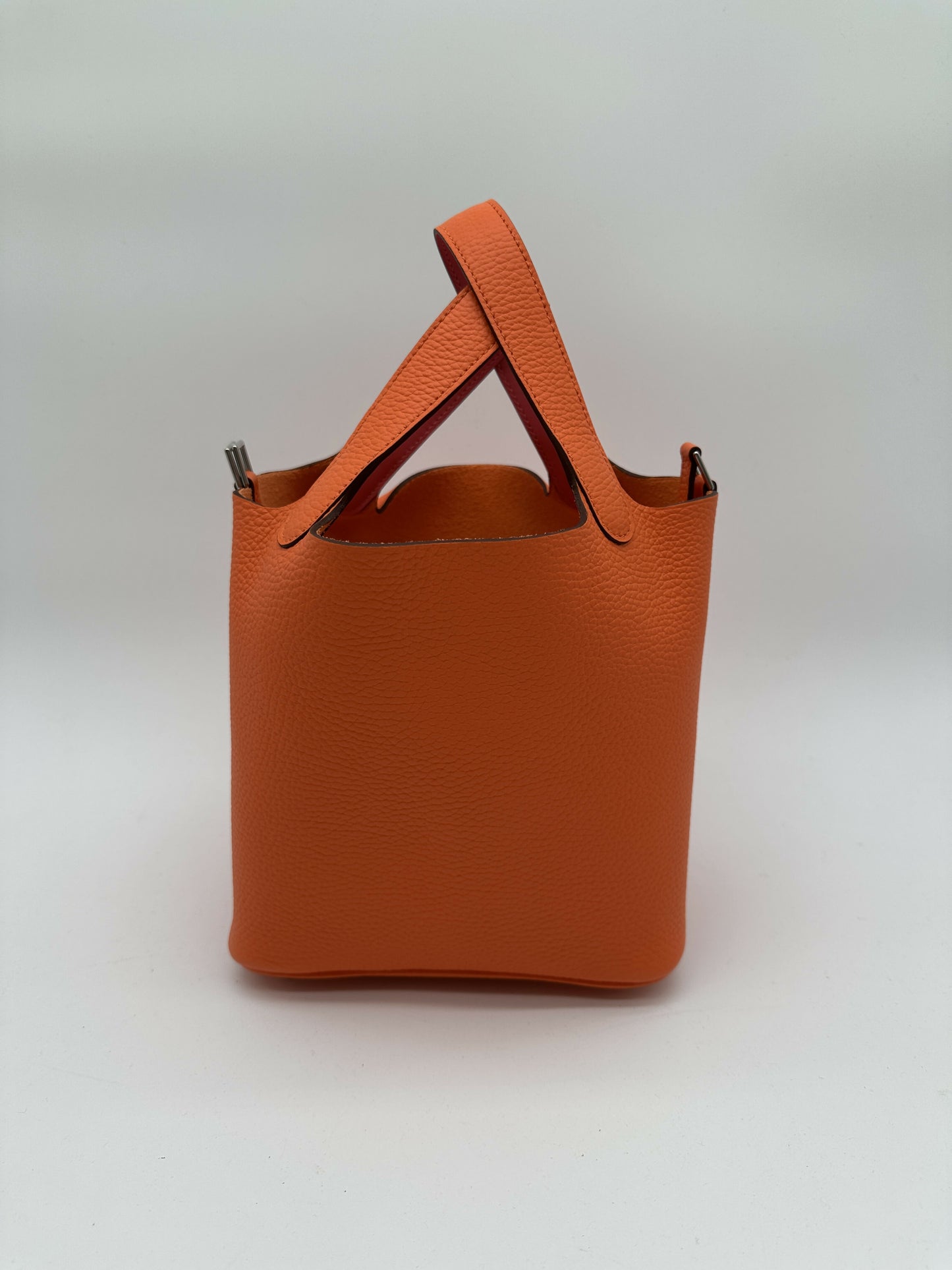 Hermès Picotin 18 Éclat Clemence / Swift Orange Minium / Rose Azalée PHW W 2024