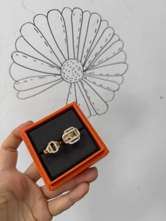 Hermes Attelage DOR diamond-encrusted belt buckle ring