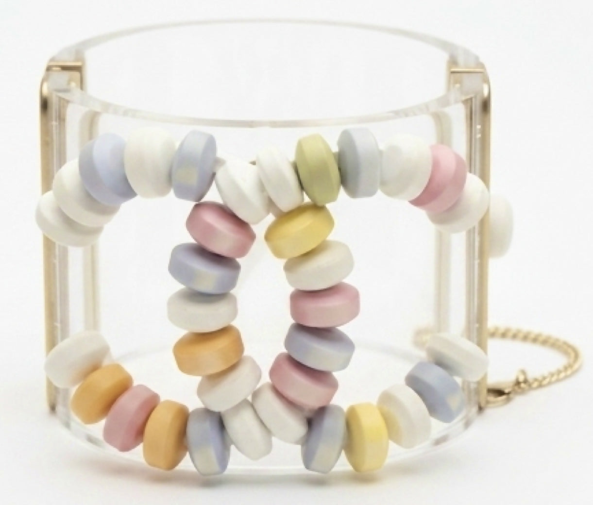Rare Chanel 14K Supermarket Lucite Multicolor CC Candy Statement Bracelet Cuff