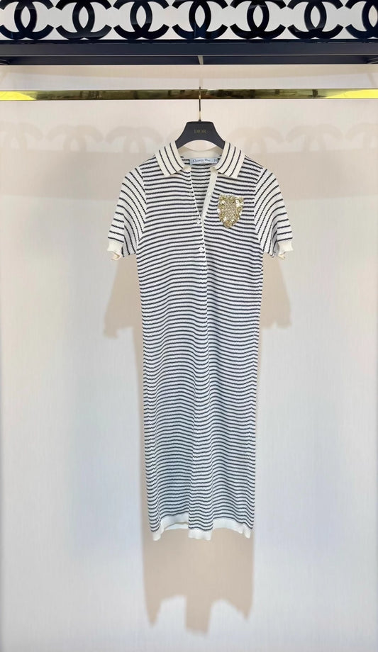 Dior black and white striped dress