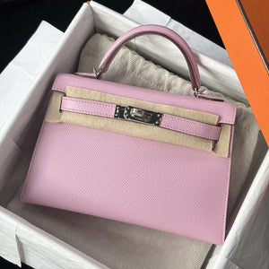 Hermès Mini Kelly 20 (20) Mauve Sylvestre Epsom with Palladium Hardware