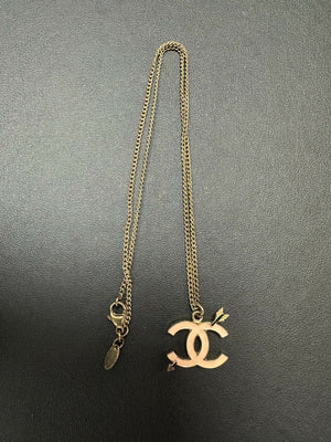 Chanel Vintage 2010 Enamel Light Orange CC Gold Tone Necklace