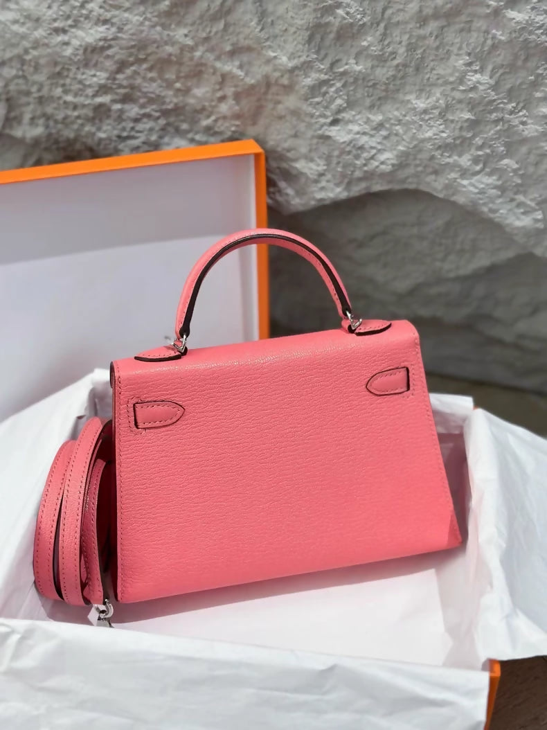 Hermes Mini kelly K4 Summer Pink Epsom leather palladium hardware