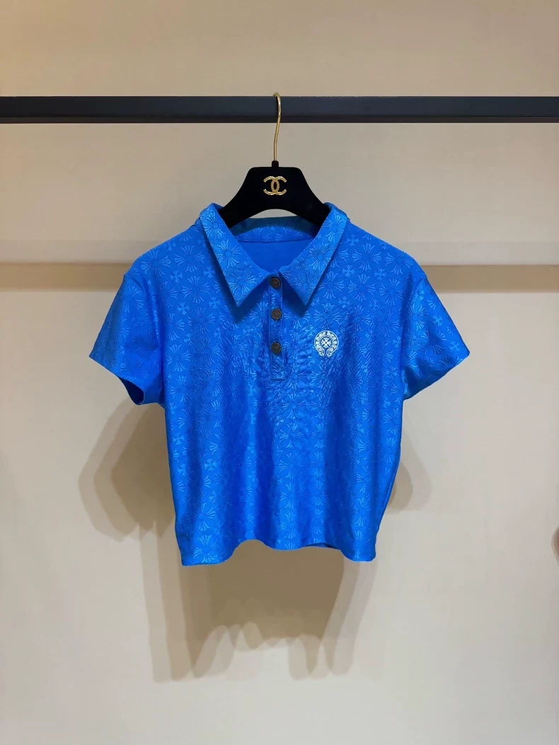 Chrome Hearts Blue Pattern Polo Shirt