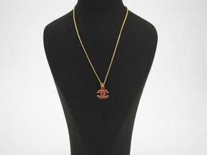 Chanel Vintage 1940-70 Enamel Red Depose Gold Necklace