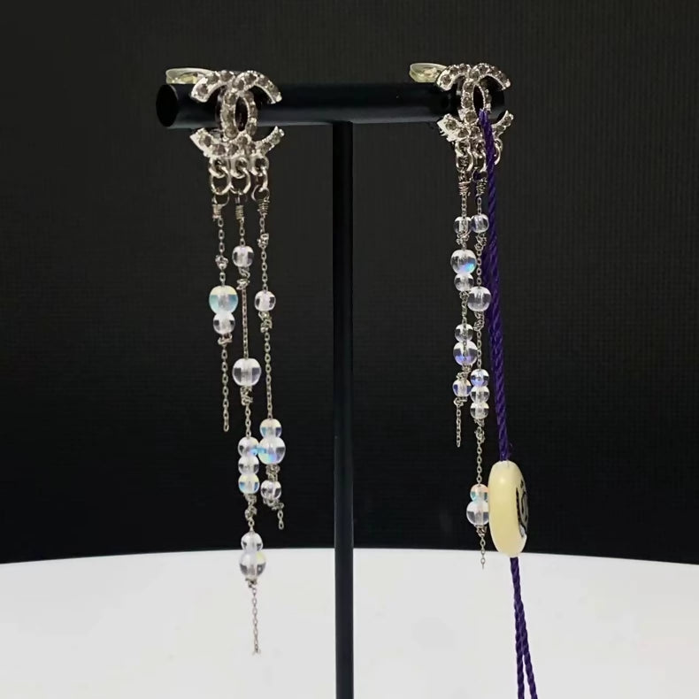 Chanel long double CC earrings