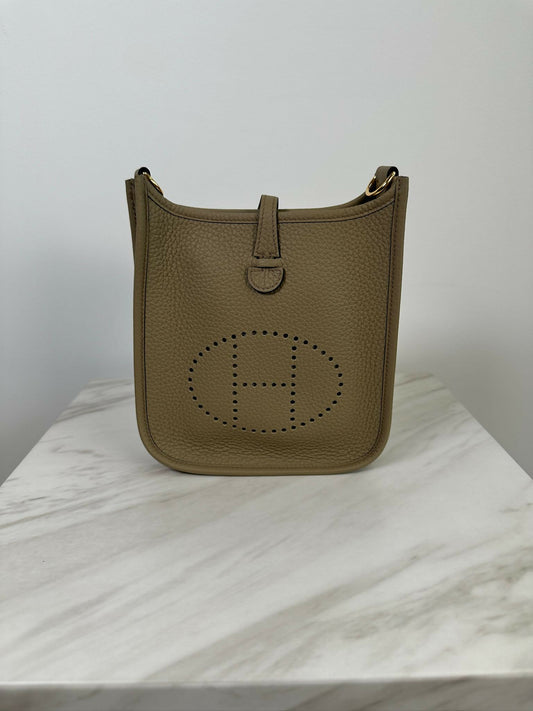 Hermes Mini Evelyne Clemence Beige Marfa GHW Stamp W 2025