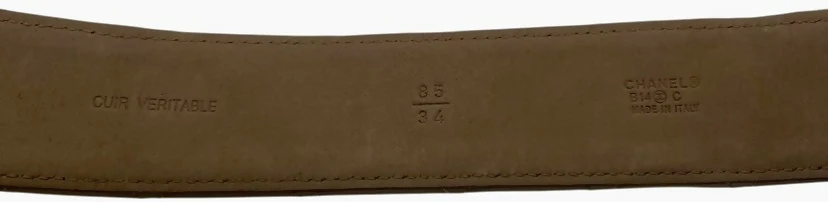 Chanel 14C Beige on Gold CC Buckle Quilted Lambskin Belt Size 85/34