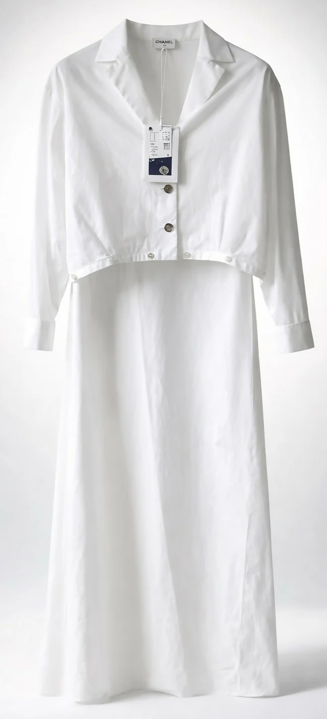 NWT Chanel 23C Monte-Carlo Runway Long Tuxedo Dress Shirt Blouse FR 40