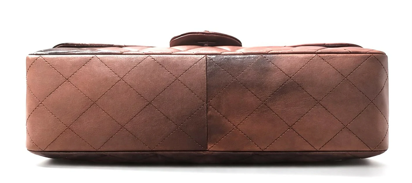 Chanel Jumbo Classic Ombre Pink Burgundy Quilted Lambskin Single Flap Bag