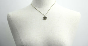 Chanel Vintage 07V Enamel Classic Black CC Light Gold Necklace
