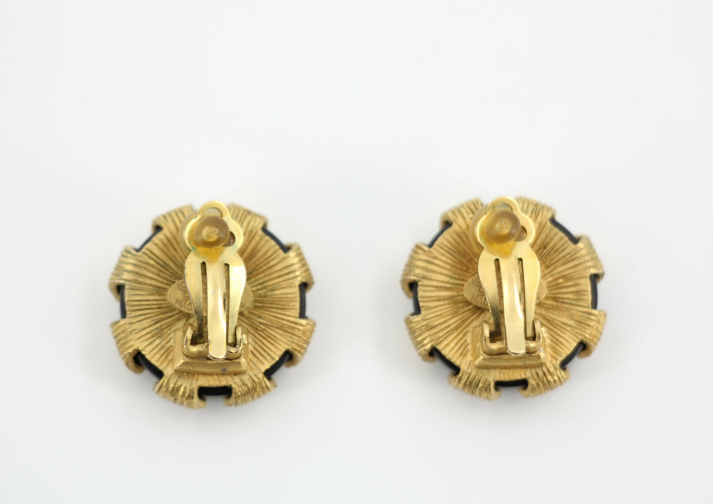 Chanel Vintage 94 Gold Plated  Resin Buckle CC in Black and Gold Clip-on Earrings
