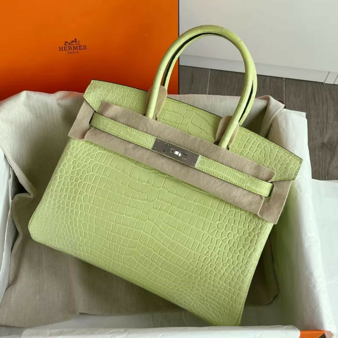 Hermès Birkin 30 Jaune Bourgeon Matte Crocodile Leather Palladium Hardware