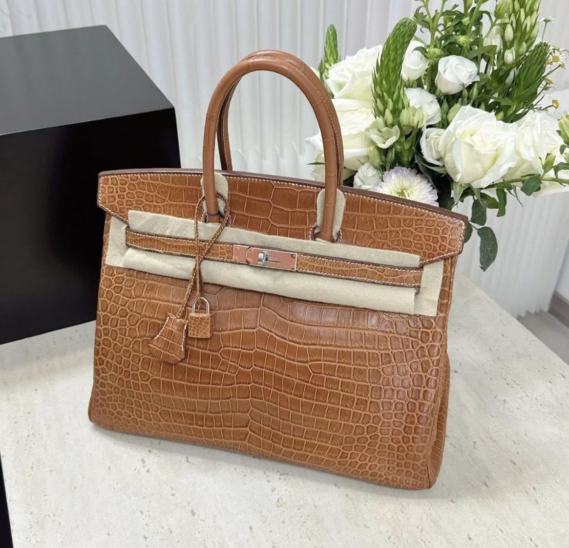 Hermes Birkin 35 Gold Matte Porosus Palladium Hardware