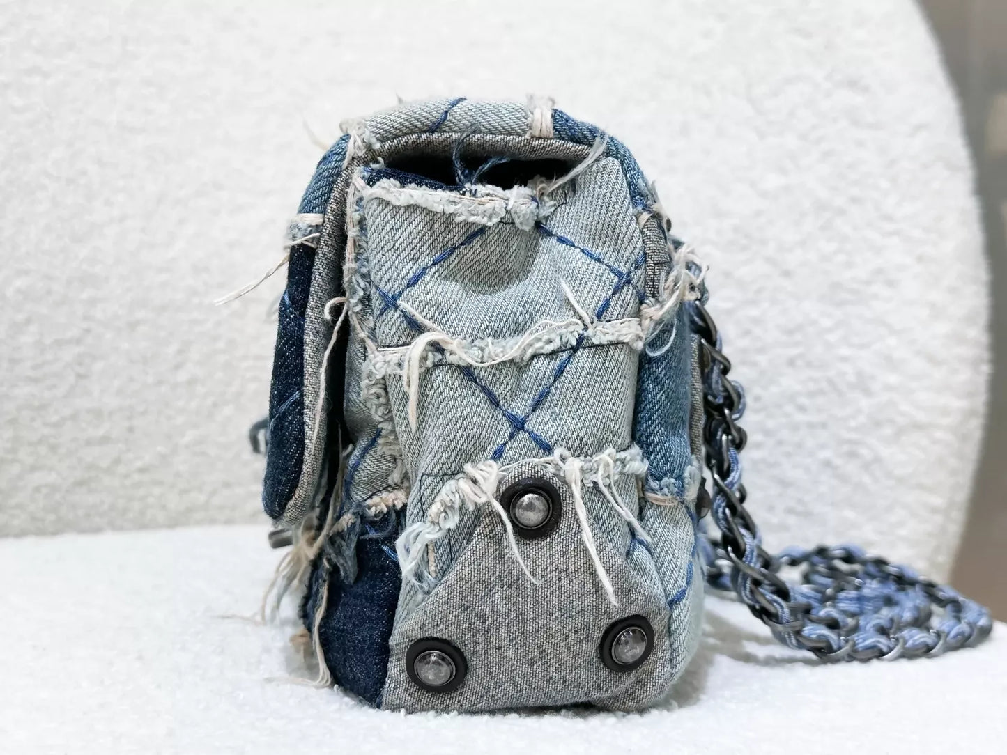 Chanel Paris-Dallas Flap Bag in Blue Patchwork Denim with Aged Silver Hardware (2014)