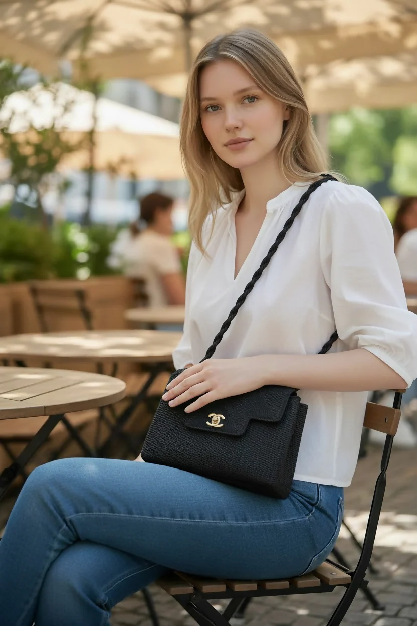 Rare Chanel 1997 Vintage Kelly Black Silk Rope Braided Flap Bag 24K Gold Hardware