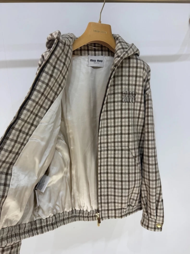 Miu miu plaid cotton coat