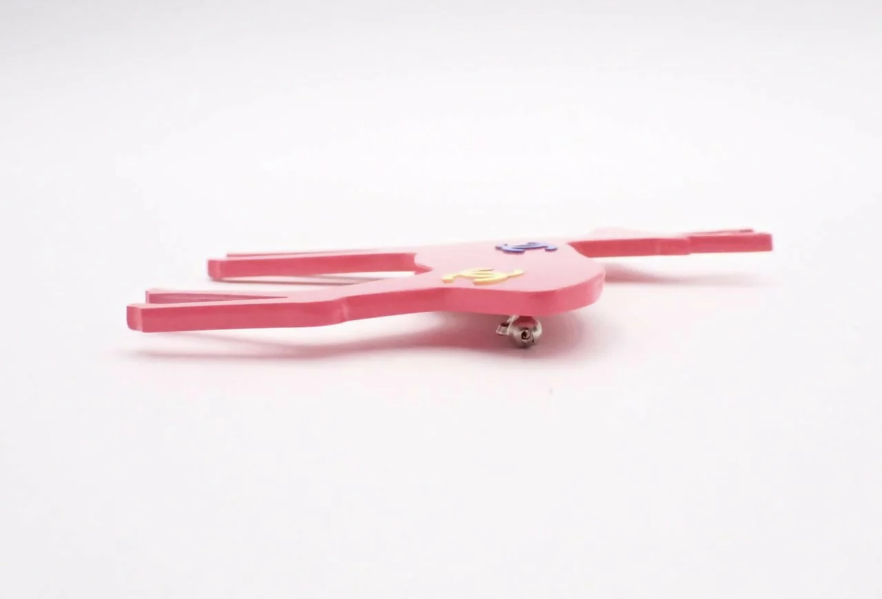 Chanel Vintage 01A Resin Peach Pink Deer CC Logo Brooch