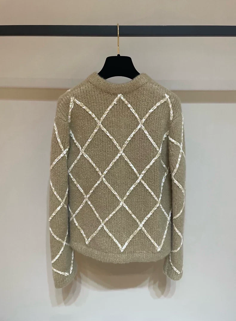 Chanel 23N brown quilted cardigan