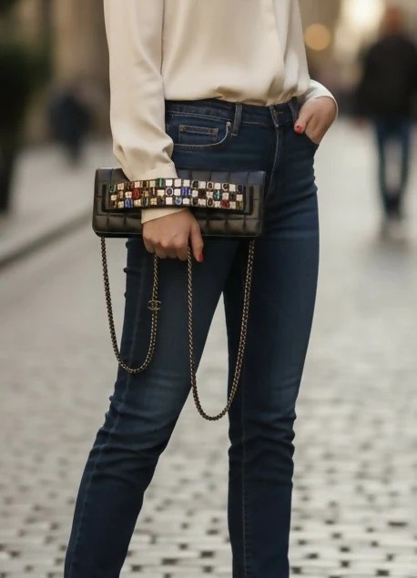 Chanel 11A Byzance Black Jewel Clutch Minaudière Handbag