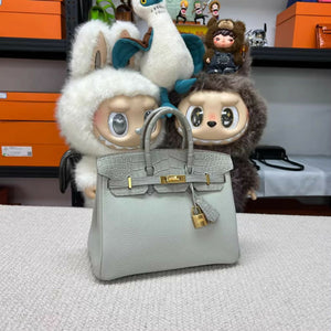 Hermès Birkin 25 Matte Crocodile Touch Pearl Gray Togo Leather Good Hardware