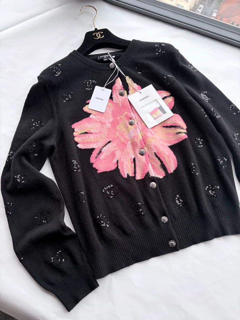 Chanel 24s cashmere floral cardigan
