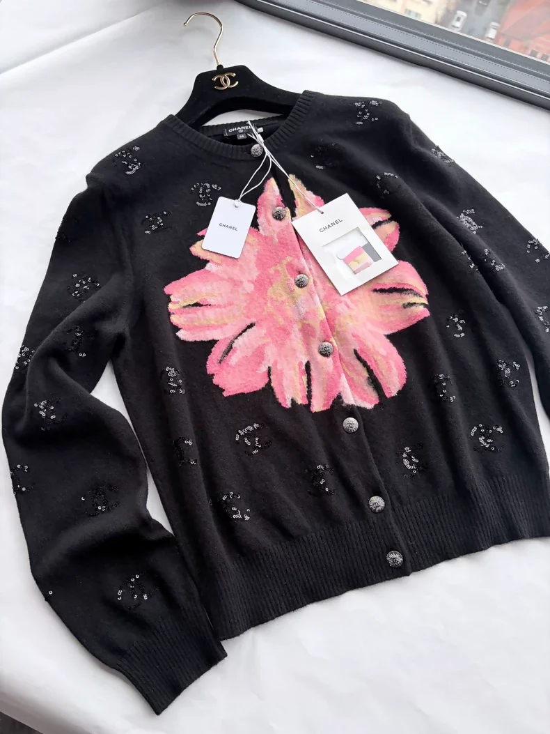 Chanel 24s cashmere floral cardigan