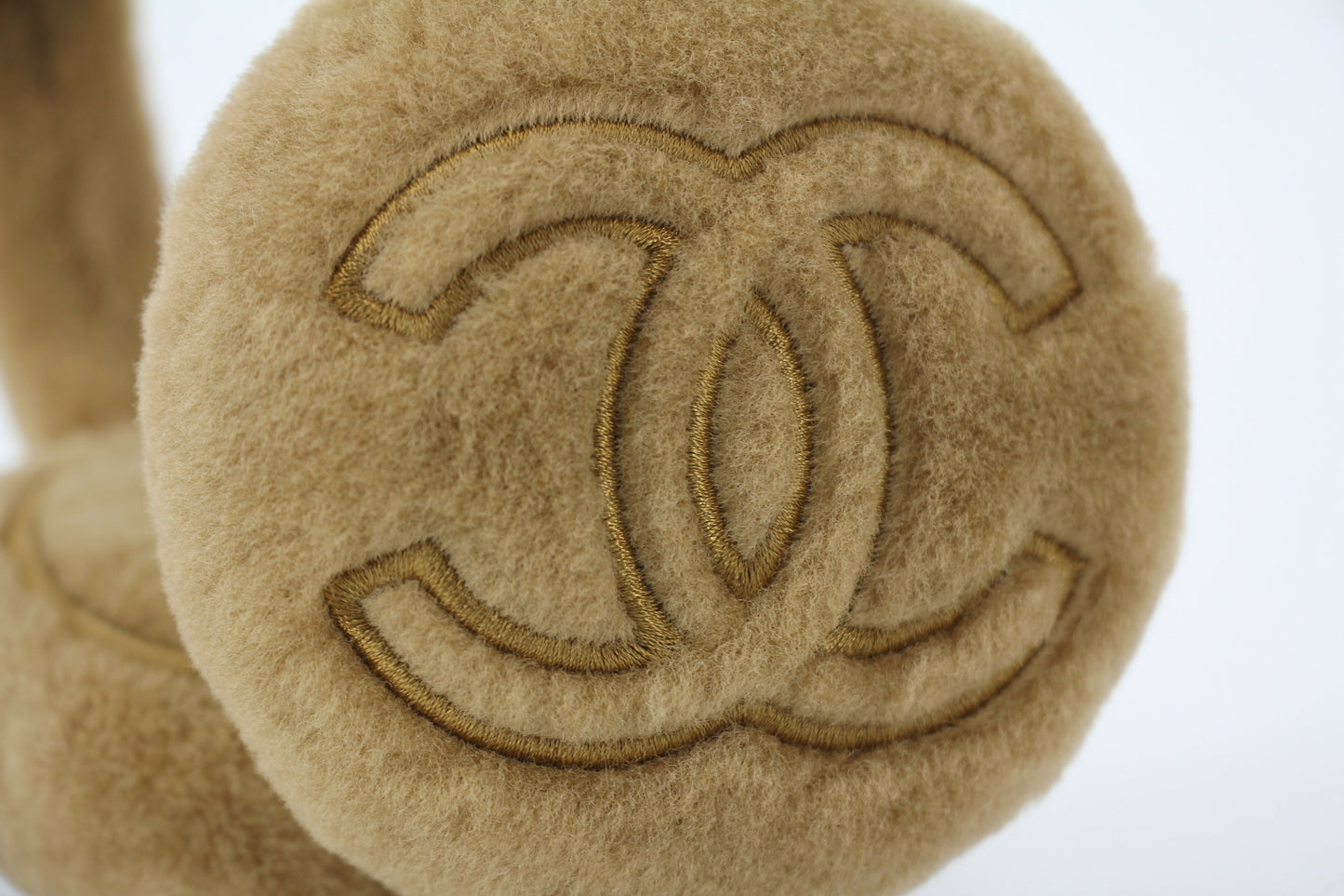 Chanel Shearling CC Earmuffs in Light Brown