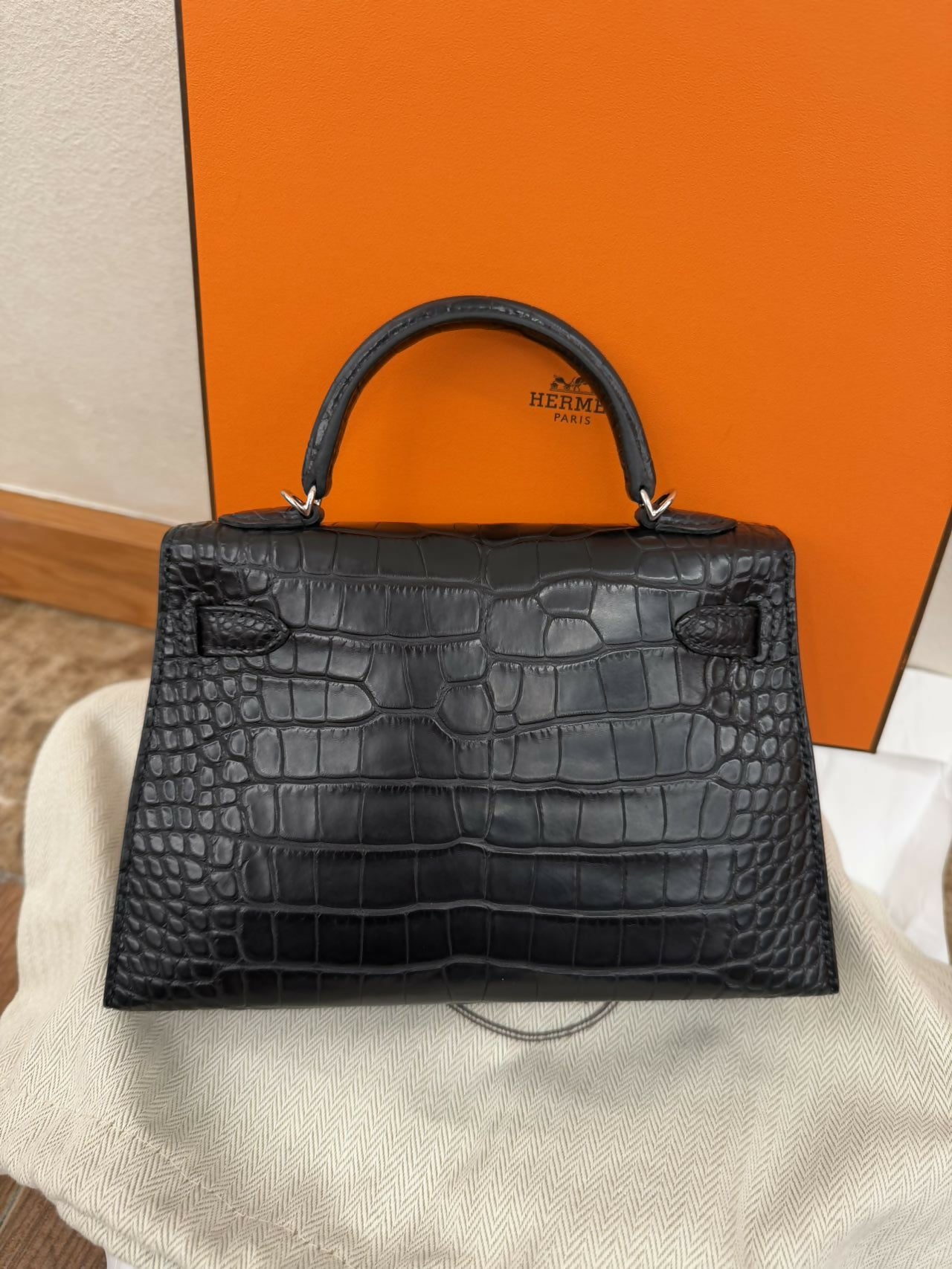 Hermès Mini Kelly II Noir  Nata Alligator Matte with Palladium Hardware