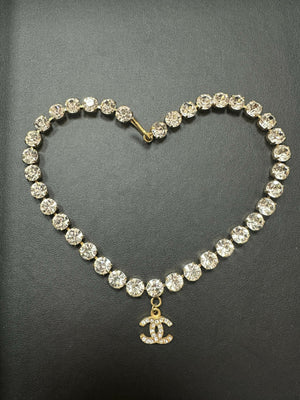 Chanel Vintage 96P Rhinestone Barbie Collarbone Necklace