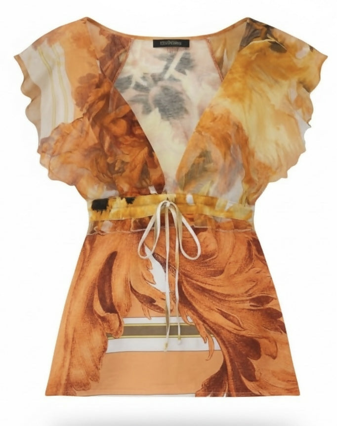 Vintage Roberto Cavalli S/S 2005 Silk Floral Dress Gown Maxi Set IT 40/42