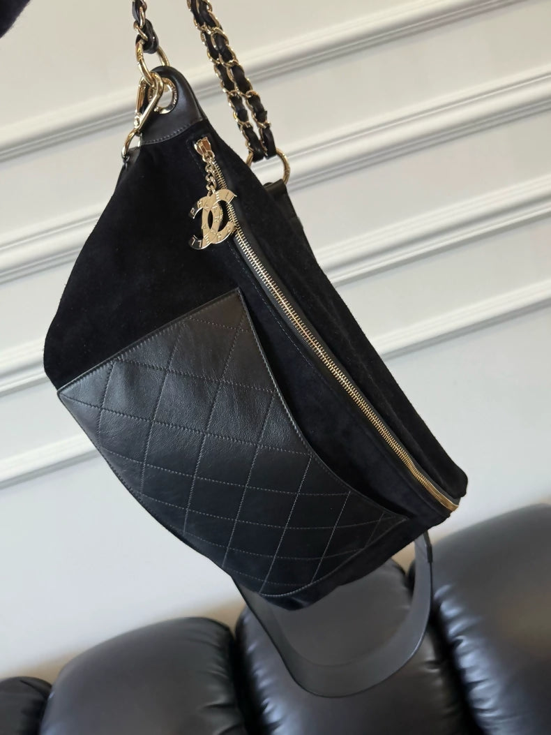 Chanel x Pharrell black gold belt bag/crossbody bag