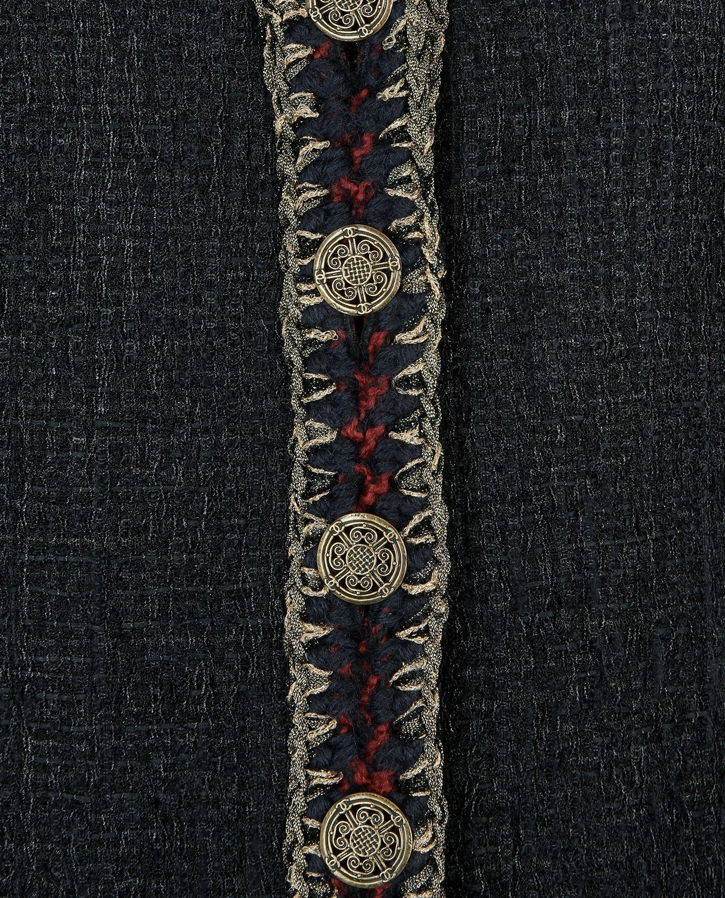 CHANEL ICONIC 10A PARIS-SHANGHAI BLACK TWEED BRAIDED TRIM CUFFS JACKET FR 38