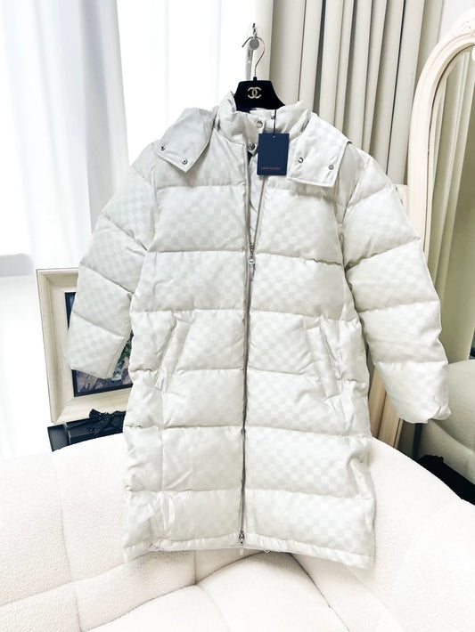 Louis Vuitton beige  silver checkered down jacket