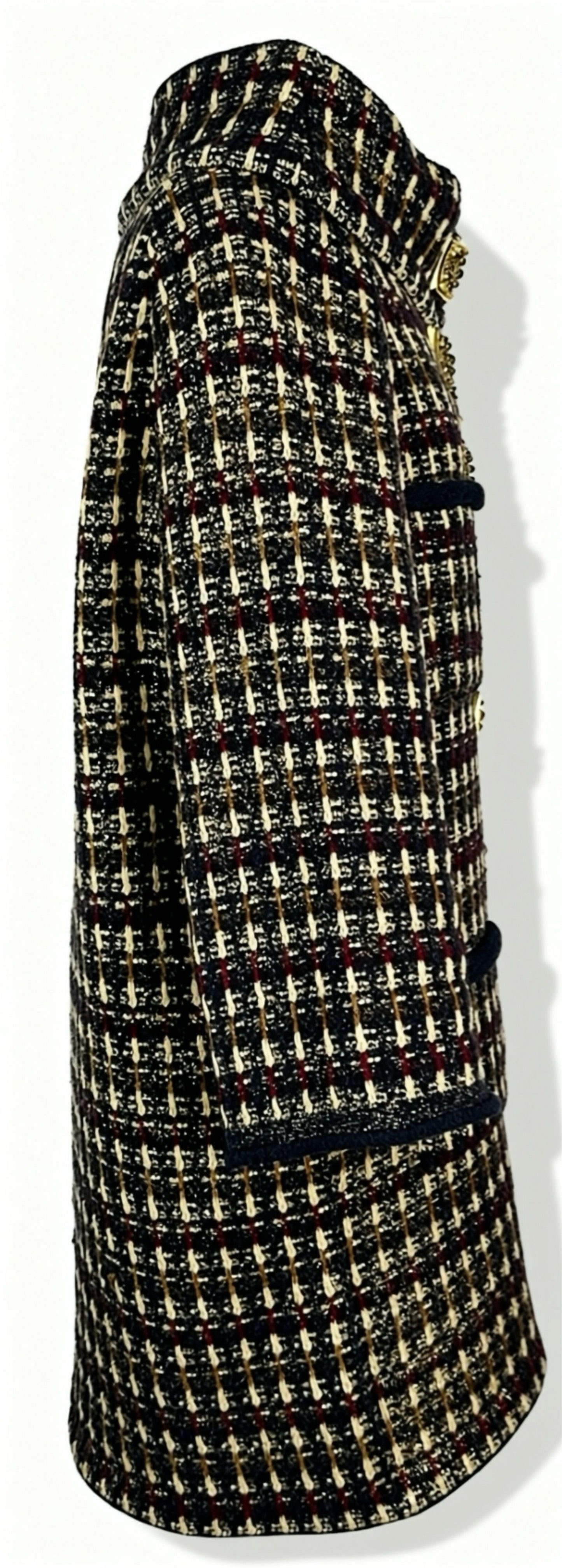 Iconic Chanel 11A Paris-Byzance Multicolor Gold Metallic Wool Tweed Coat FR 44