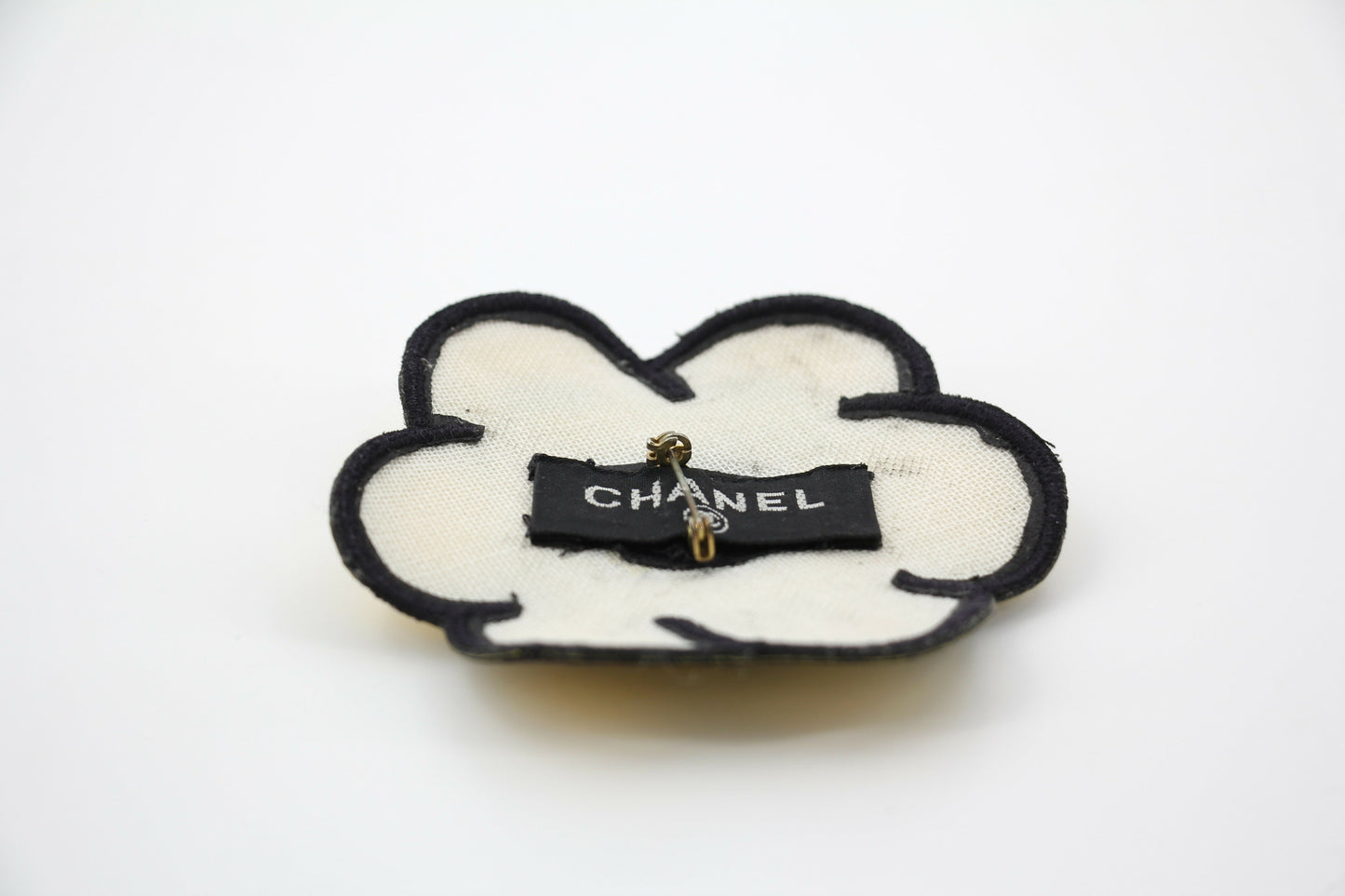 Chanel Vintage 95 Yellow Embroidered Camellia Brooch