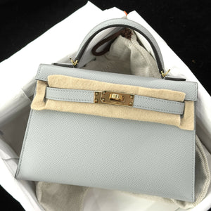 Hermès Mini Kelly 20 Bleu Glacier Epsom with Gold Hardware