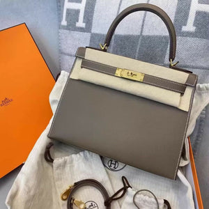 Hermes kelly 28 etoupe Epsom leather gold hardware