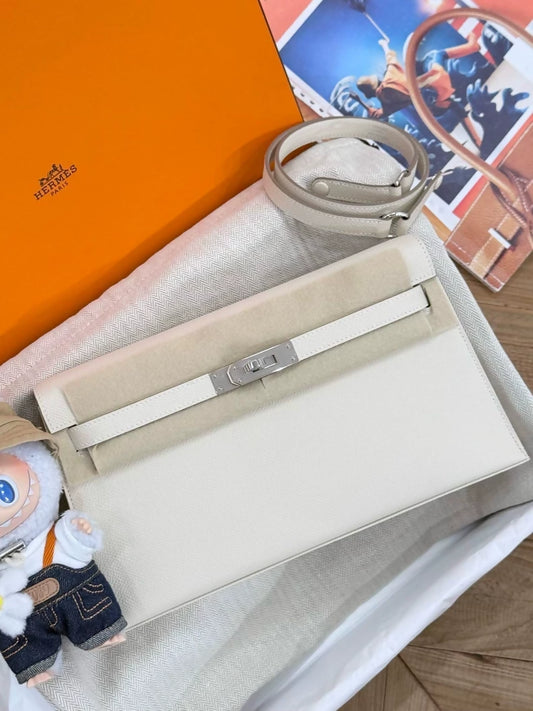 Hermès Kelly Ellen craie Epsom leather palladium hardware
