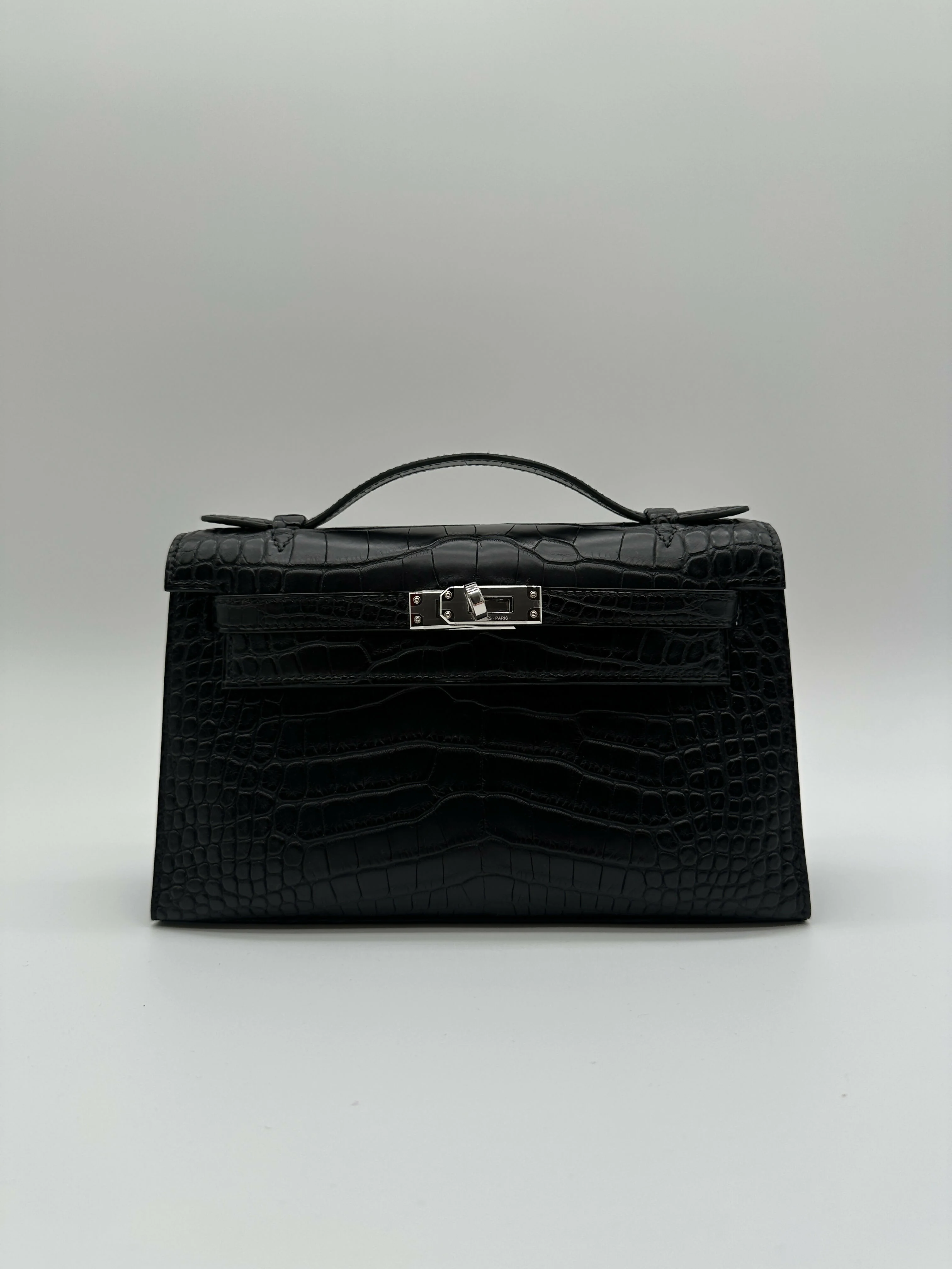Hermès Kelly Pochette Black Matte PHW K 2025